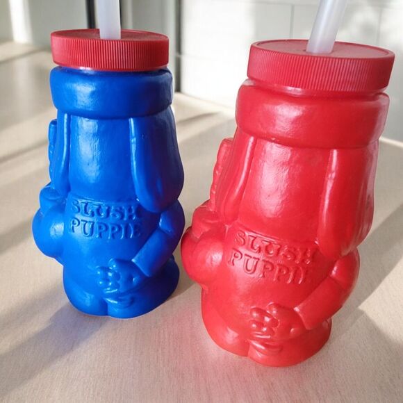 Vintage 1970’s Slush Puppies Collectible Plastic Dog Cups with Lids & Straws - Picture 5 of 16